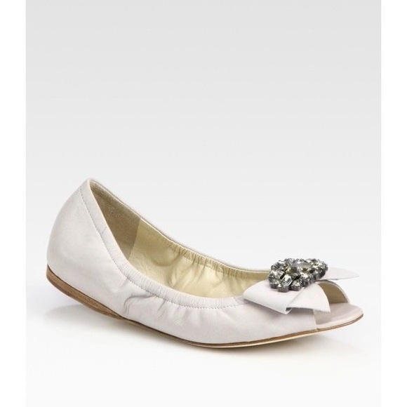 NIB Vera Wang leather peep toe ballet flats crystal embellishment 11 NEW HTF! - Picture 7 of 16